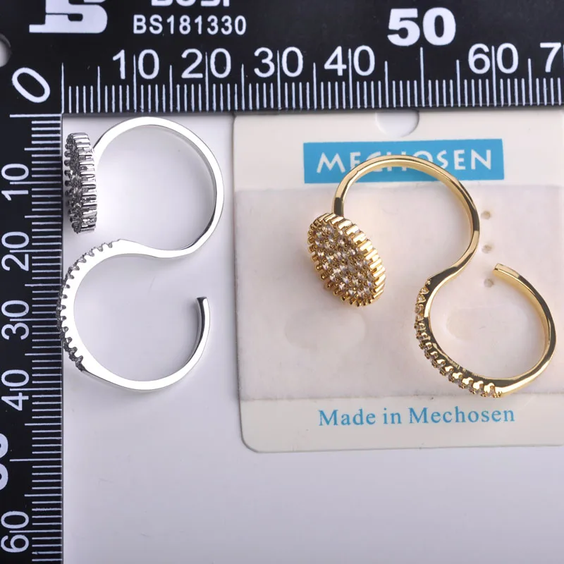 Женское кольцо с цирконом MECHOSEN регулируемое золотистого/медного цвета зубчатой