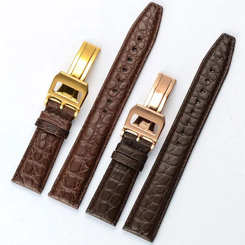 

FUYIJIA 20MM 22MM Custom PORTUGIESER Strap Handmade Crocodile Watchbands Men Genuine Alligator Watch Band Folding Buckle Belt