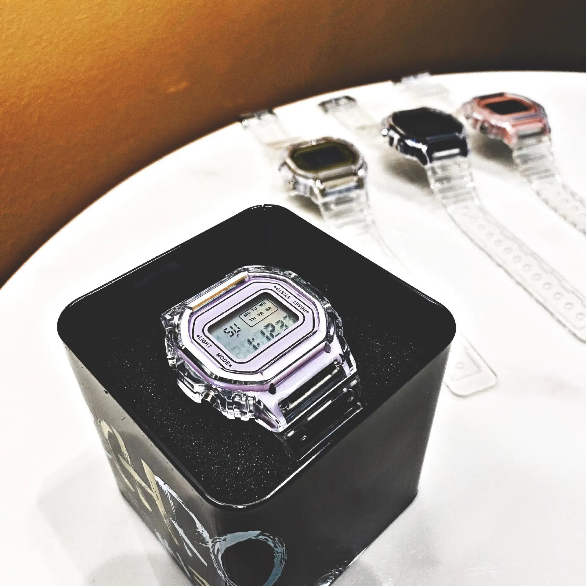 

100pcs / lot multi function net red transparent electronic watch