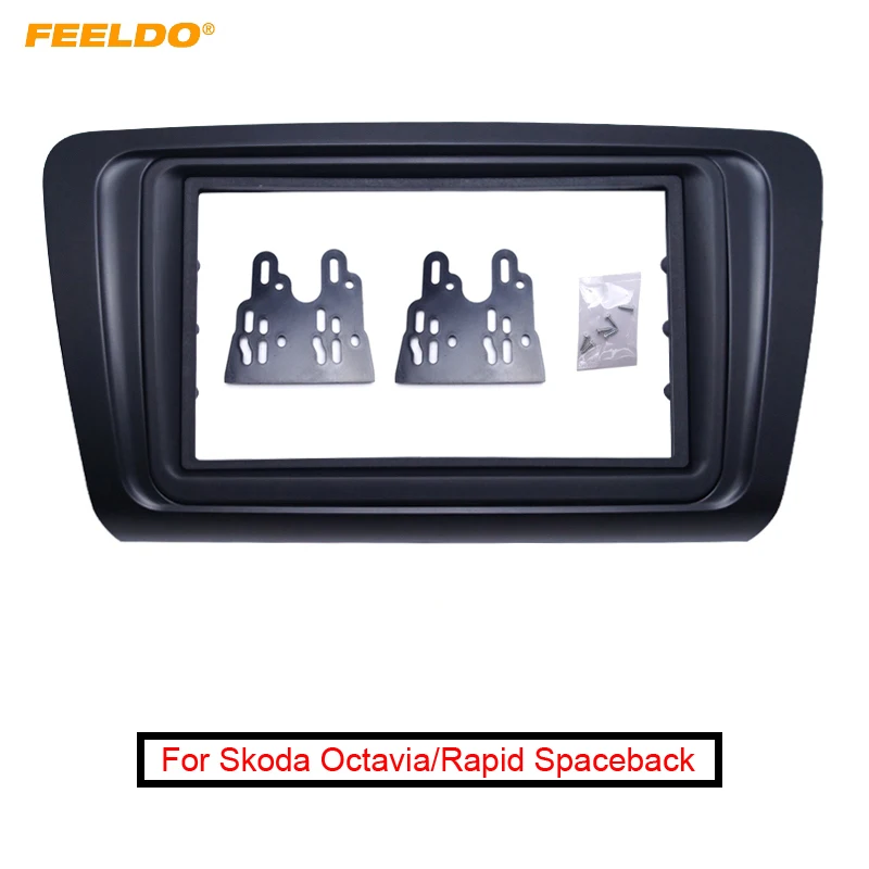 

FEELDO Car 2DIN Radio Audio Fascia Frame Panel Dash Mount Kit Adapter With Inner Trim For Skoda Octavia (2014+)/Rapid Spaceback