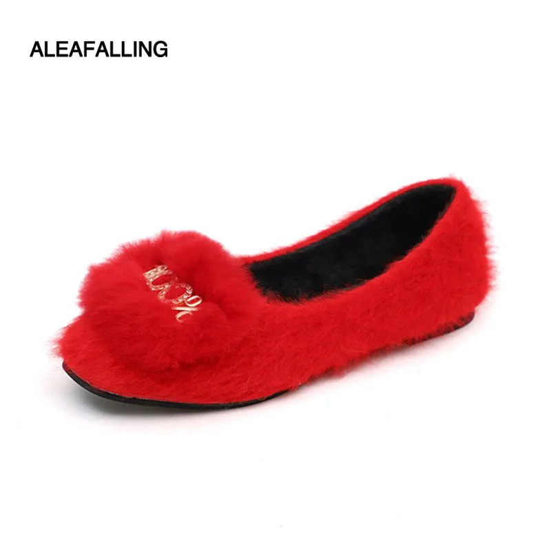Aleafalling/Модная Изысканная короткая плюшевая обувь на плоской подошве для девочек