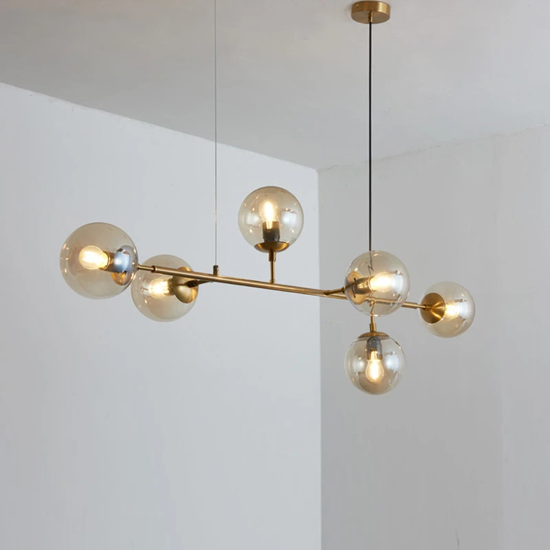 Araña clásica de latón para la sala de comedor arte africano decoración lámpara de minimalismo restaurante casa bola de la lámpara de cristal