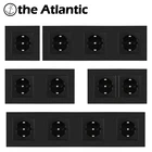 Настенная розетка стандарта ЕС, домашняя электрическая розетка из черного пластика, один, двойной, тройной, четверной, 220-250 В, 16 А