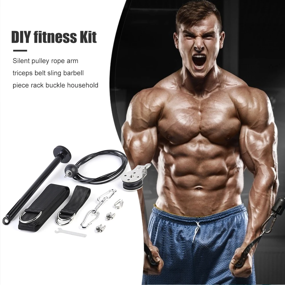 

Fitness Pulley Cable Machine DIY Adjustable Length Set Arm Triceps Strength Training Home Gym Workout Sport Equipment