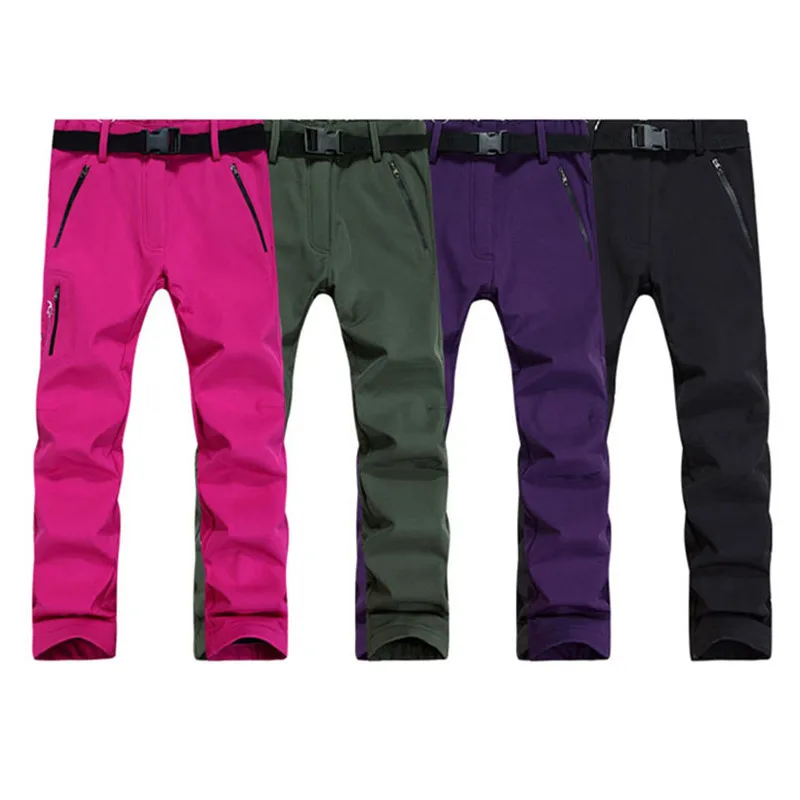 

Winter Waterproof Plus Velvet Hiking Pants for Women Men Outdoor Sports Trekking Soft Shell Windproof Plus Size S-2XL Trousers