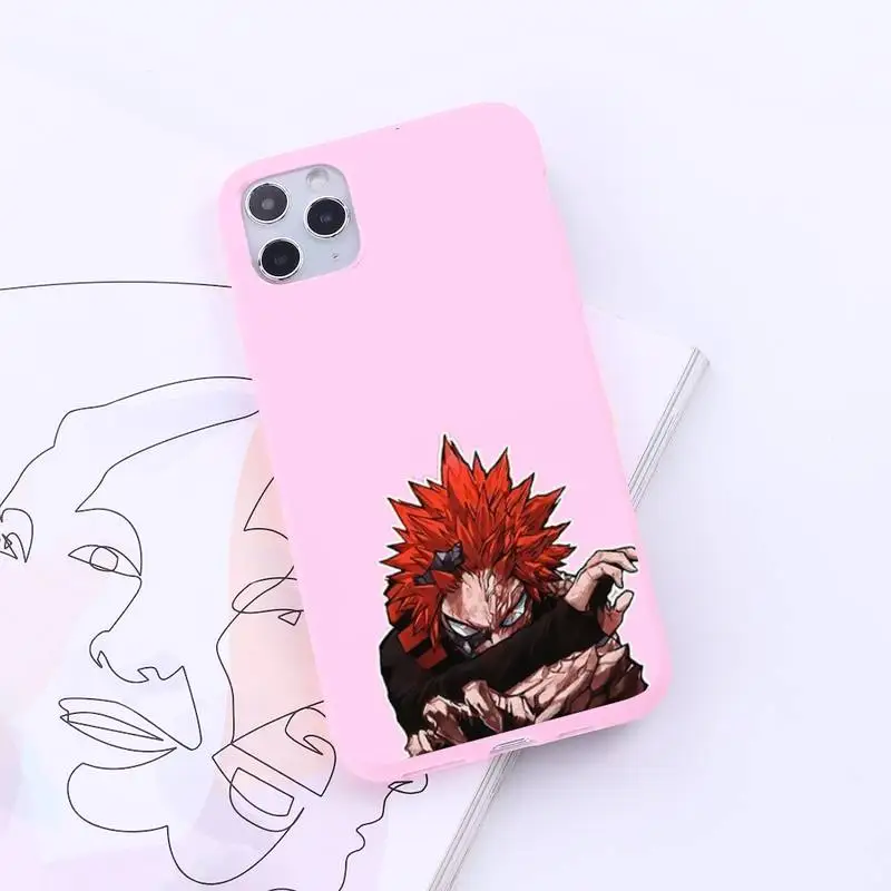 

kirishima My hero academia anime Phone Case Candy Color for iPhone 6 7 8 11 12 s mini pro X XS XR MAX Plus