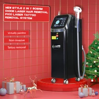 hot sale free shipping 2 in 1 808nm diode laser ndyag hairtattoo removal skin rejuvenation beauty machine with ce no pain