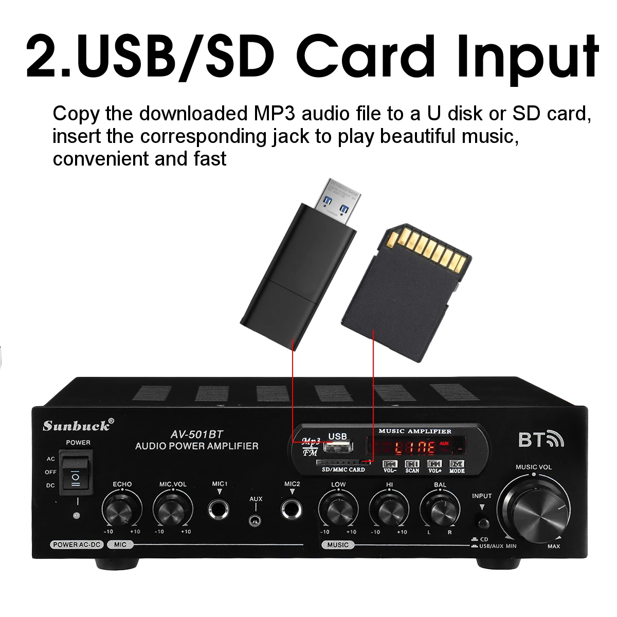 1200W 110V/220V bluetooth Dual Channel Karaoke Mic Input Digital Reverb Home Stereo Amplifier Support USB SD FM AUX | Автомобили и