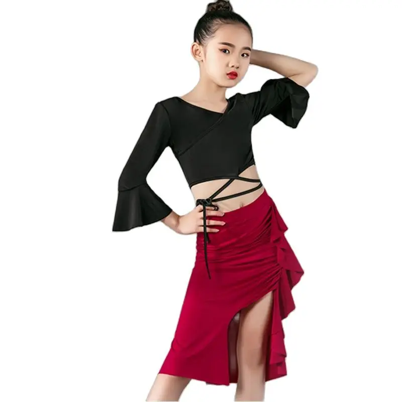 

Spring and Autumn Ice Silk Ballet Costume Set Children Girls Dance Skirt Long Sleeve Tulle Gymnastics Performance Competition