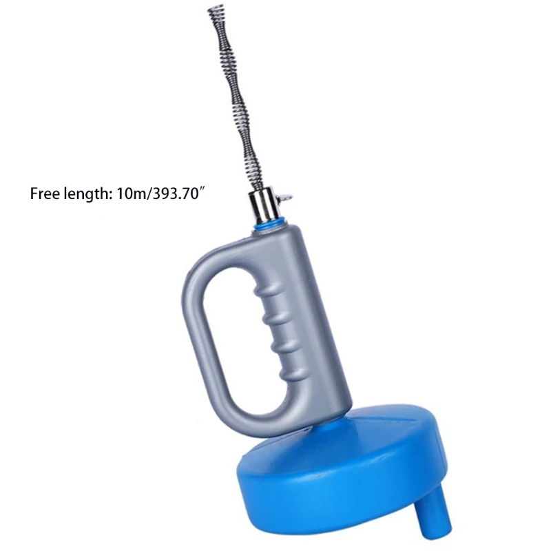 

T21D Drain Clog Remover Tool Hand Crank Carbon Steel Sink Snake Cleaner Drain Auger Sewer Toilet Dredge Blue Hand Crank