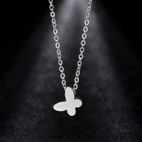 small stainless steel three dimensional lucky animal flying butterfly shape pendant necklace woman mother gift wedding jewelry