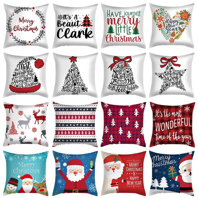 

45cm Christmas Pillowcase Santa Claus Elk Snowman Xmas Cushion Cover Merry Christmas Decor For Home Decorative Sofa Gifts Favor