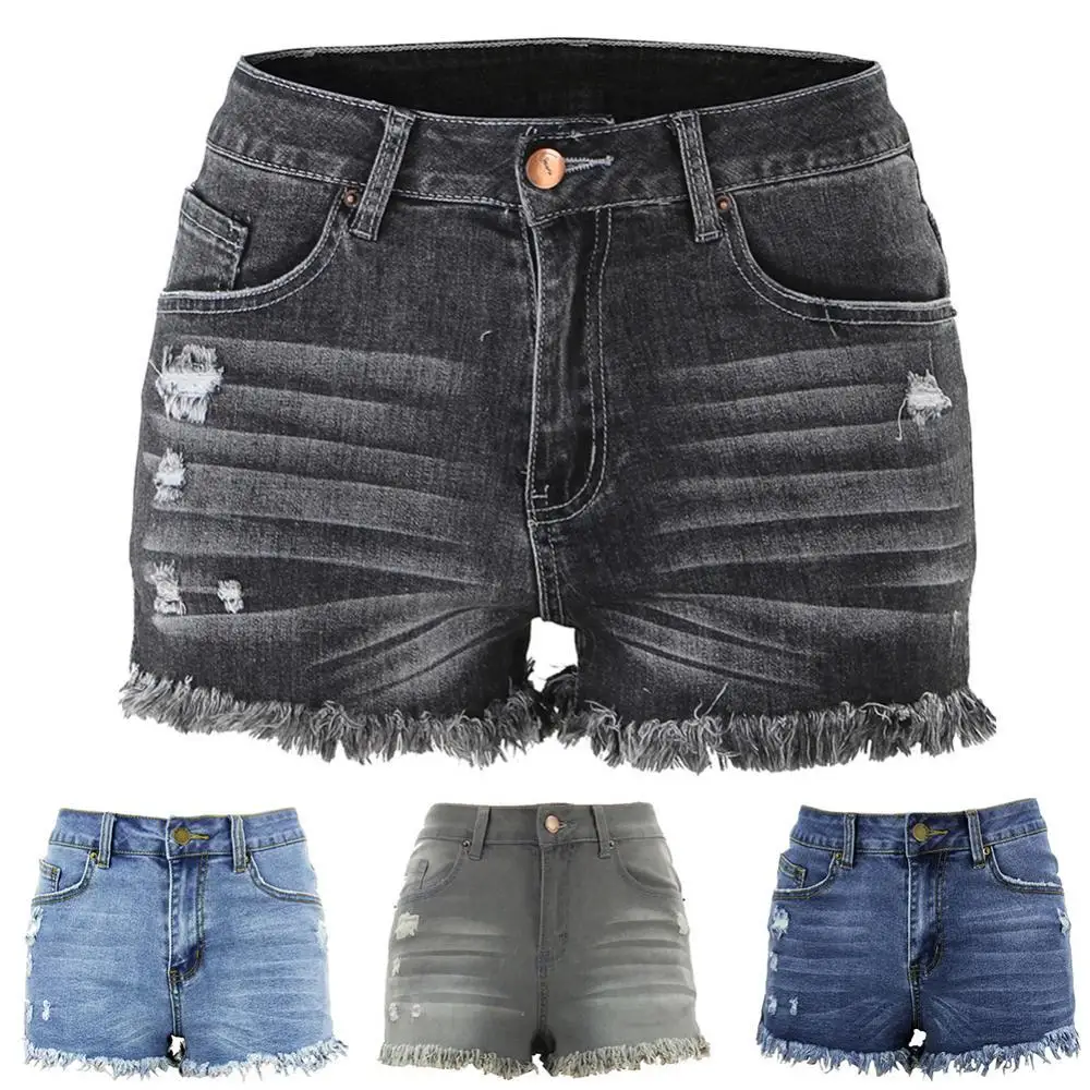 

80% Hot Sales Summer Sexy High Waist Denim Shorts Women Fringe Frayed Ripped Jeans Hot Pants