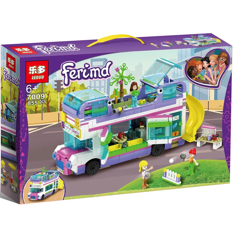 

2020 New Friends Series 855pcs Friendship Bus Compatible With 41395 Friends Building Blocks Bricks Christmas Toys