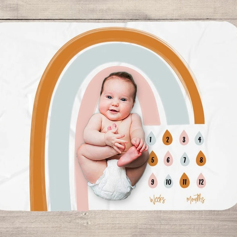 

Baby Monthly Record Growth Milestone Blanket Swaddle Wrap Photography Prop Cloth