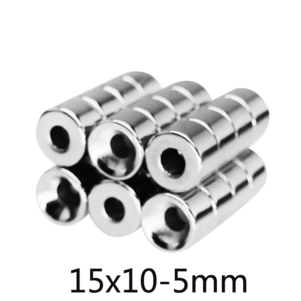 Неодимовый магнит Круглый Мощный с потайной головкой 15 х10-5 мм отверстие х10 6 5-50
