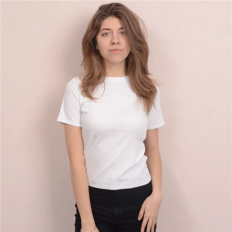 Сексуальная Однотонная футболка с круглым вырезом и коротким рукавом 2021 Летняя