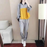 exercise set women 2021 new spring and autumn female sportswear with a hood patchwork teenager girl sweatshirt pant hot sale 039