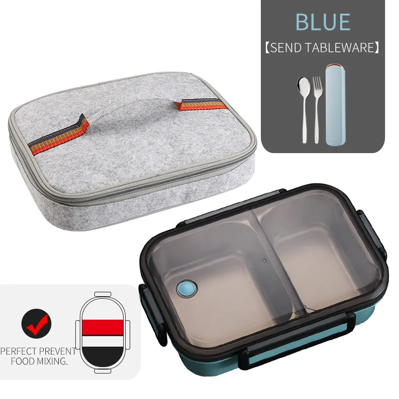 A Blue Bag Set WORTHBUY японский Ланч-бокс для детей школы 304 из нержавеющей стали бенто Ланч-бокс герметичный контейнер для еды детская коробка для еды - Цвет: A Blue Bag Set