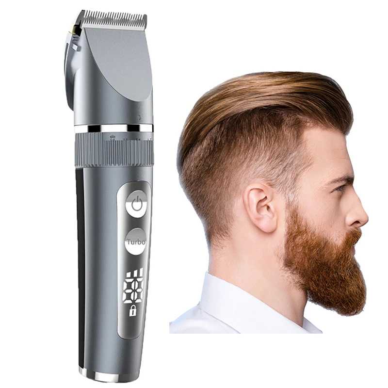 Professional Hair Clipper Washable Steel Blade Barber Shaver Men's Grooming Kit Electric Trimmer With LED Rechargeable | Бытовая