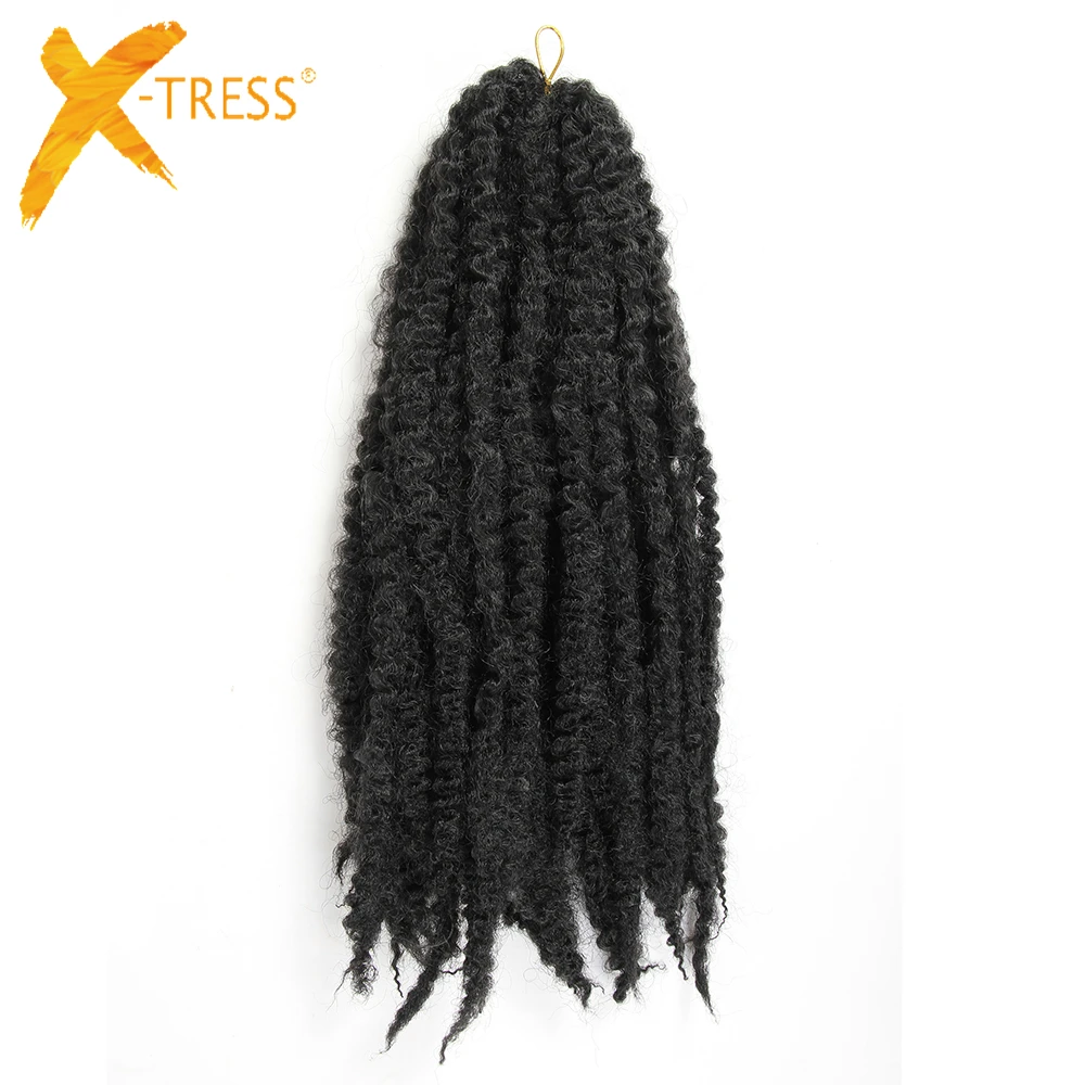X-TRESS, синтетические косички Marley, вязанные крючком, натуральные, черные, 1B#, красный, розовый цвет, 18 дюймов, мягкие, афро, кудрявые, косички для наращивания волос