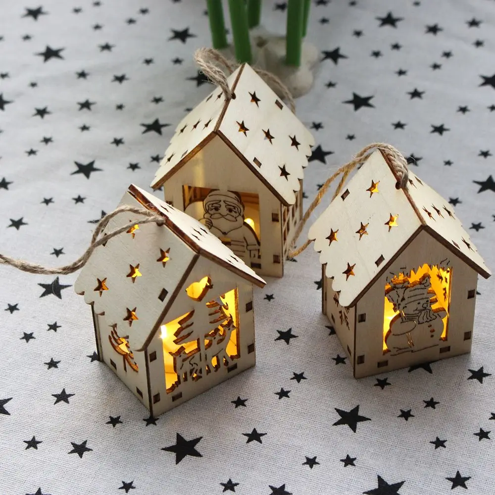 Горячее предложение фестиваль светодиодный светильник деревянный дом декорации