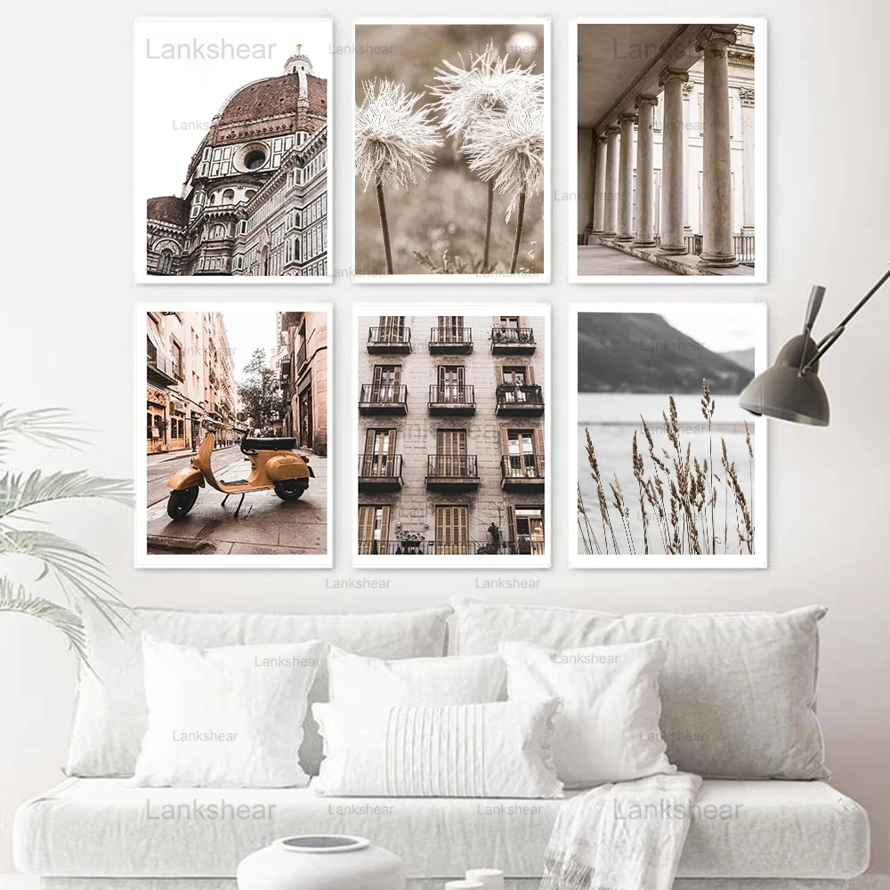 

Flower Plant Canvas Painting Beige Reed Wheat Landscape Nordic Posters and Prints Wall Art Picture Living Room Home Decoration