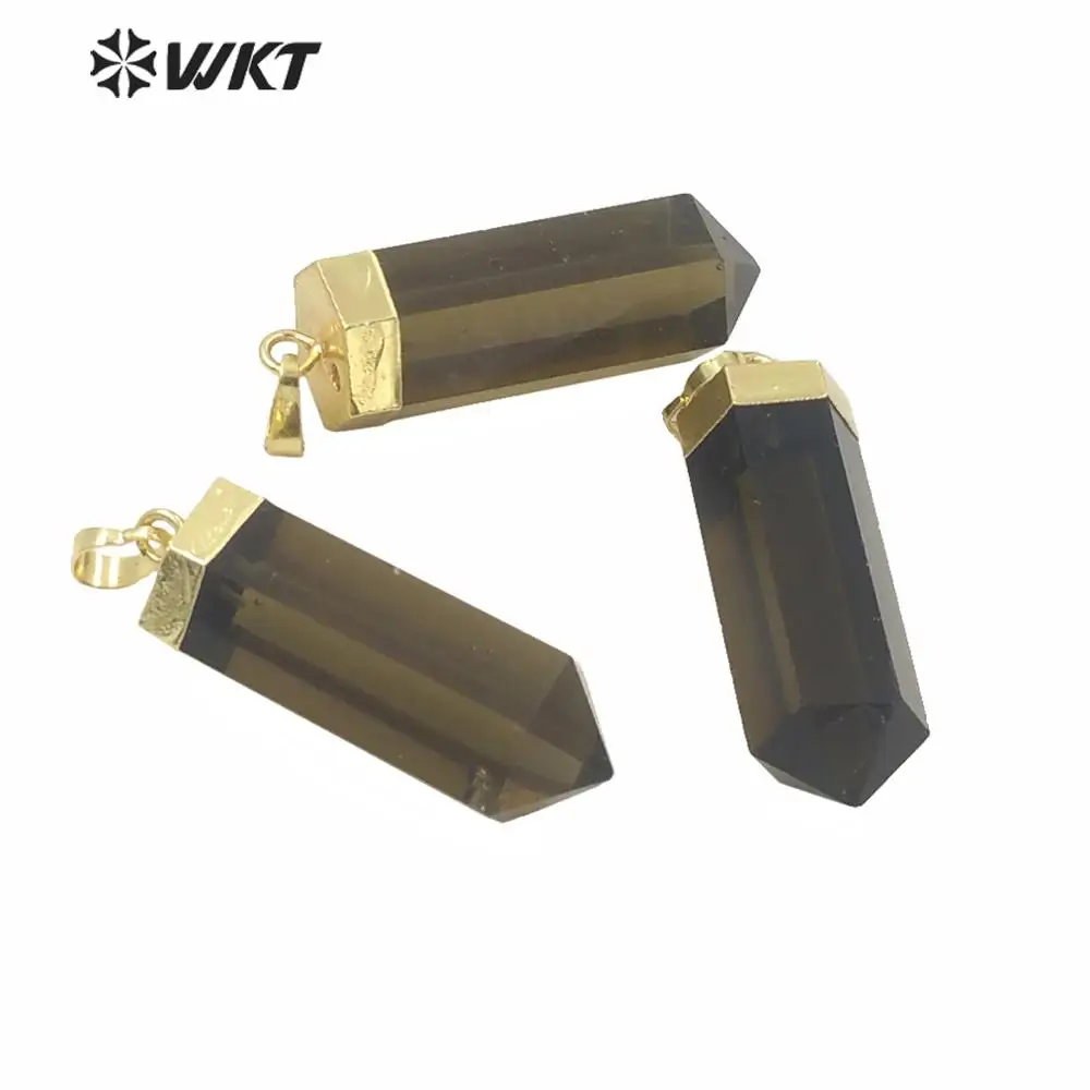 Pingente de Pedra Retro Hexagonal Ponto Pingentes Espírito Smoky Quartz Natural Pedra Outonal Estilo Popular Wt-p1562