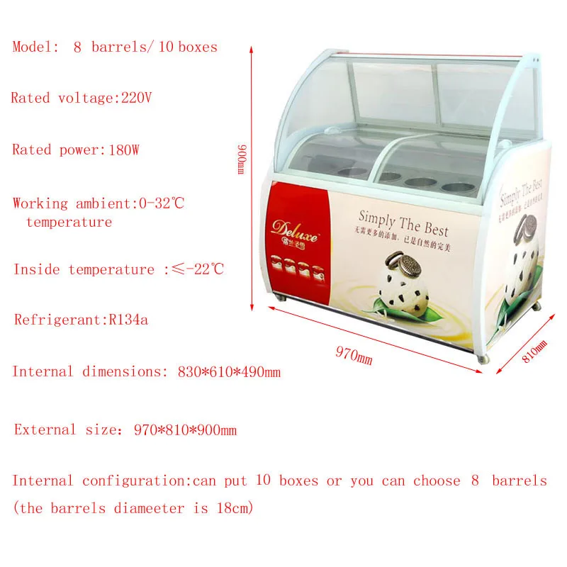 Ручная морозильная камера для мороженого мороженое из закаленного стекла |