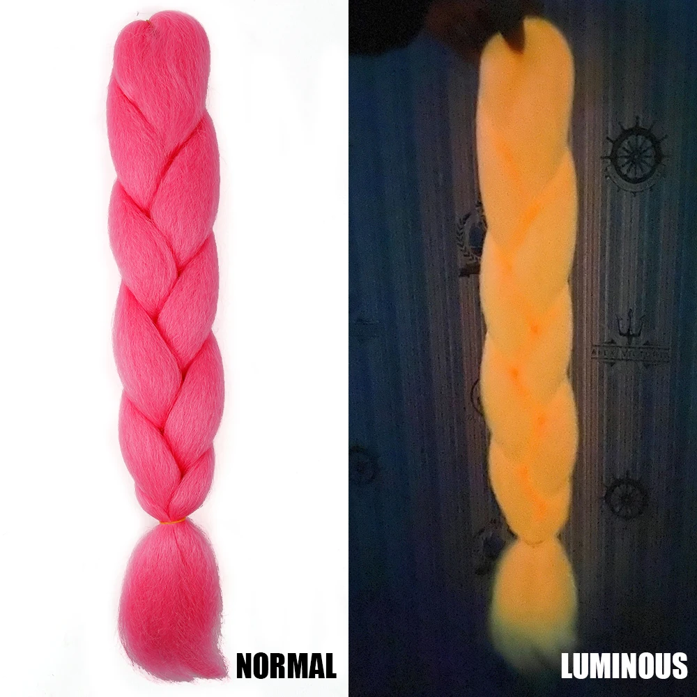 Neon Glowing Hair Florescent Light Braiding Hair Synthetic Jumbo Braids Shining Hair in the Darkness 24inch 100g kanekalon - Цвет: #3