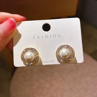 s1826 fashion jewelry s925 silver post earrings rhinstone pearl irreglar stud earrings