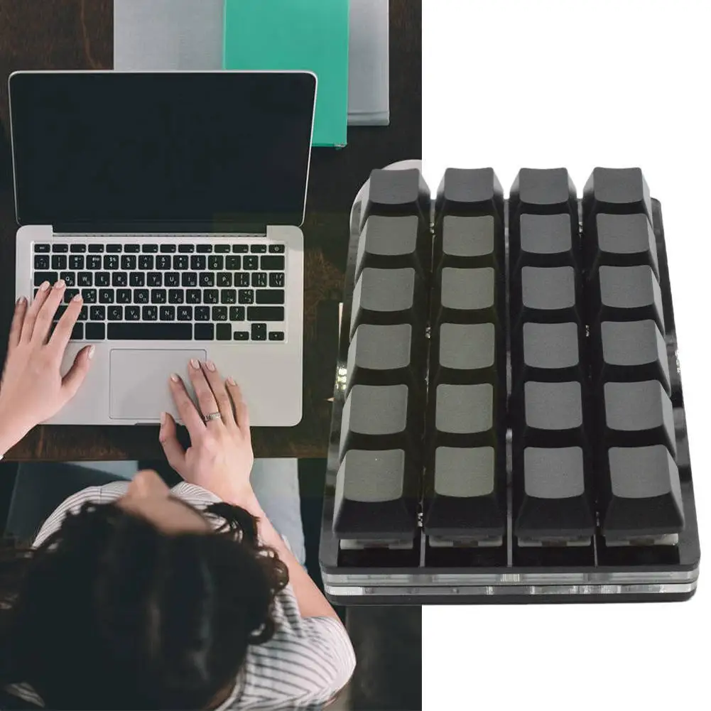 Черная мини-клавиатура с 24 клавишами USB DIY пользовательская клавиатура функцией
