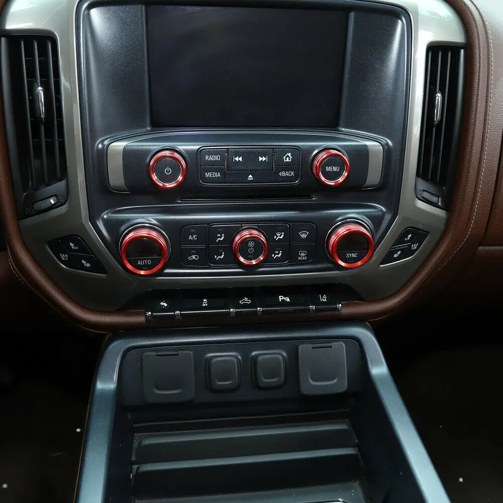 8Pcs Chevrolet Car Center Console Switch Knob Decor Cover Trim Bezels For Chevy Silverado 2014-2018 Auto Interior Accessories | Автомобили