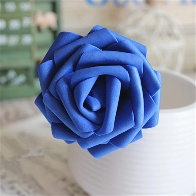 Royal blue 25 голов 7 см искусственная Цветочная подделка Пена Розы Цветы Букет невесты Свадебная вечеринка домашний декор DIY ВЕНОК принадлежности для скрапбукинга - Цвет: Royal blue