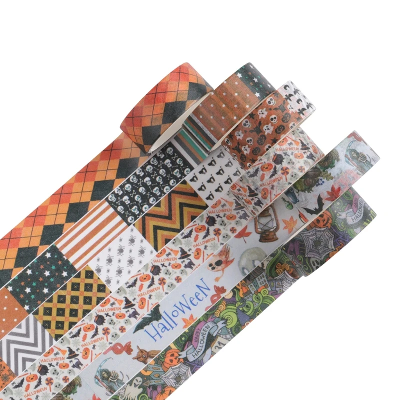 24 рулона ленты Washi для Хэллоуина рисунок тыквы летучей мыши черепа взрослых и