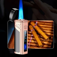 high end firepower windproof metal gas fighter three turbo butane jet cigarette cigar smoking accessories gadgets for men gift