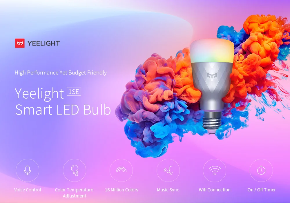 

2020 new Yeelight 1SE E27 6W RGBW AC 100 - 240V Smart LED Bulb Remote Control Smart LED Light Colorful Temperature Voice Control