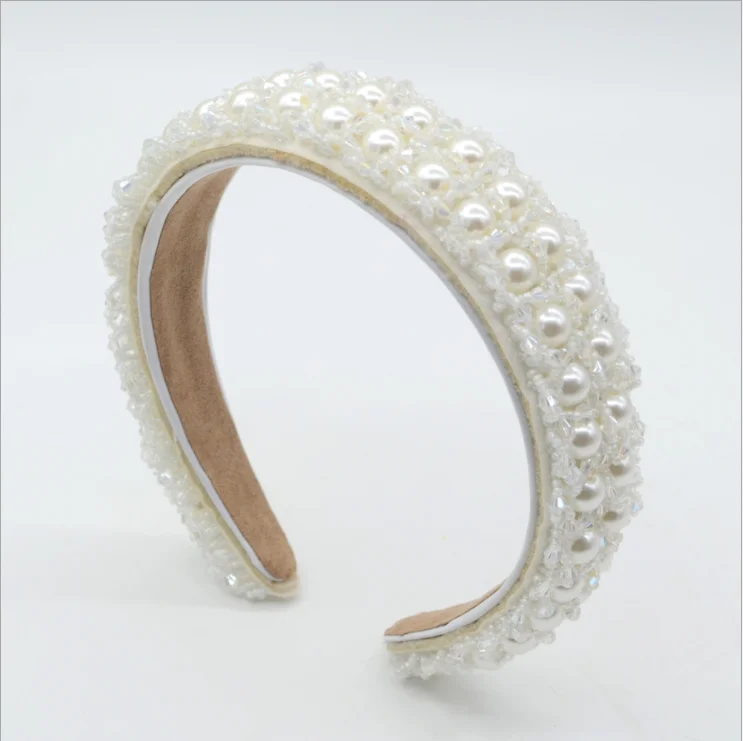 

Women Sponge headbands hand-woven baroque beaded pearl hairbands