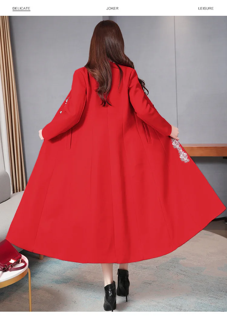 Женское осеннее и зимнее пальто китайский cheongsam ретро китайский стиль Hanfu улучшенное плотное шерстяное кружевное пальто