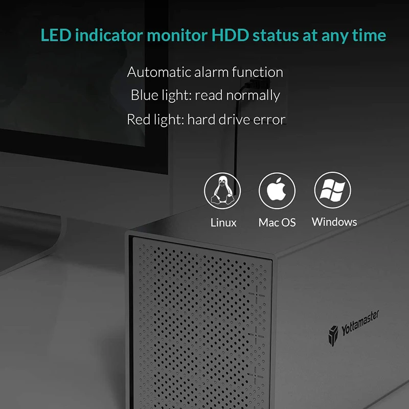 Алюминиевый корпус для внешнего жесткого диска Yottamaster PS500U3 5 отсеков USB 2 поддержка