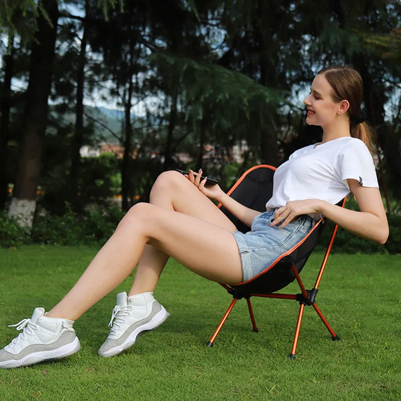 

Camping leisure picnic Folding chair foldable Fishing hiking moon beach outdoor Backpack portable Travel chair Ultralight chair