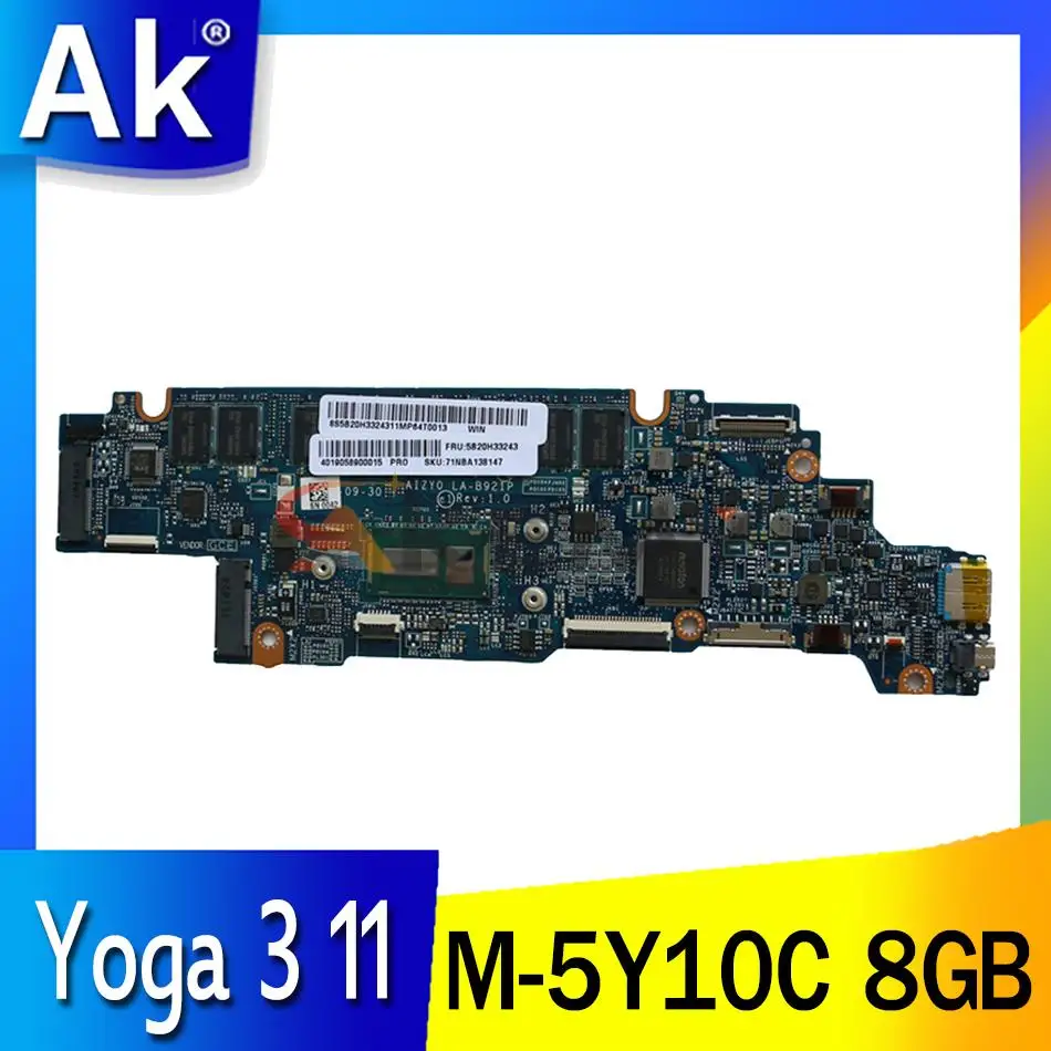 

For Lenovo Yoga 3-1170 Yoga 3 11 Laptop Motherboard With SR23C M-5Y10C CPU 8GB RAM AIZY0 LA-B921P 5B20H33238 100% Test