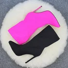 Осенние женские эластичные ботинки, модные женские ботинки карамельных цветов с острым носком на высоком каблуке, женские туфли-лодочки на тонком каблуке, женские ботильоны