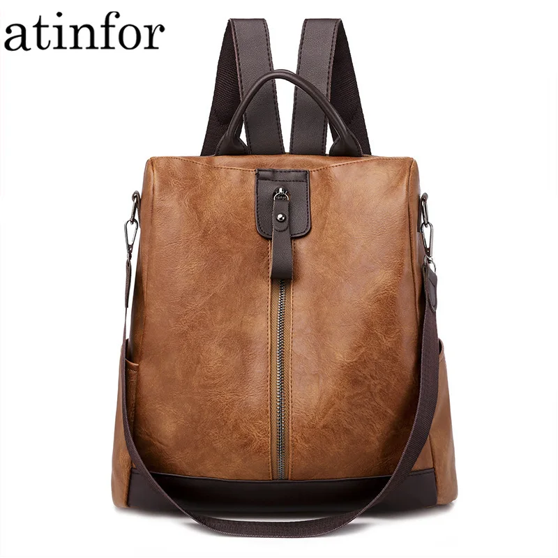 Женский кожаный рюкзак с защитой от кражи в стиле кэжуал| |