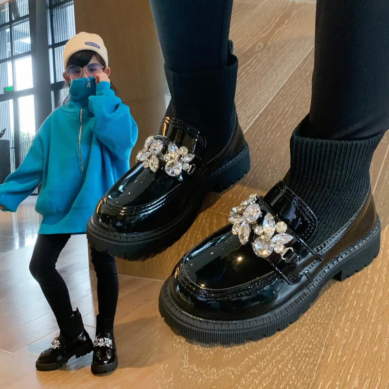 Детские Модные ботильоны носки осенние ботинки челси для девочек детская обувь