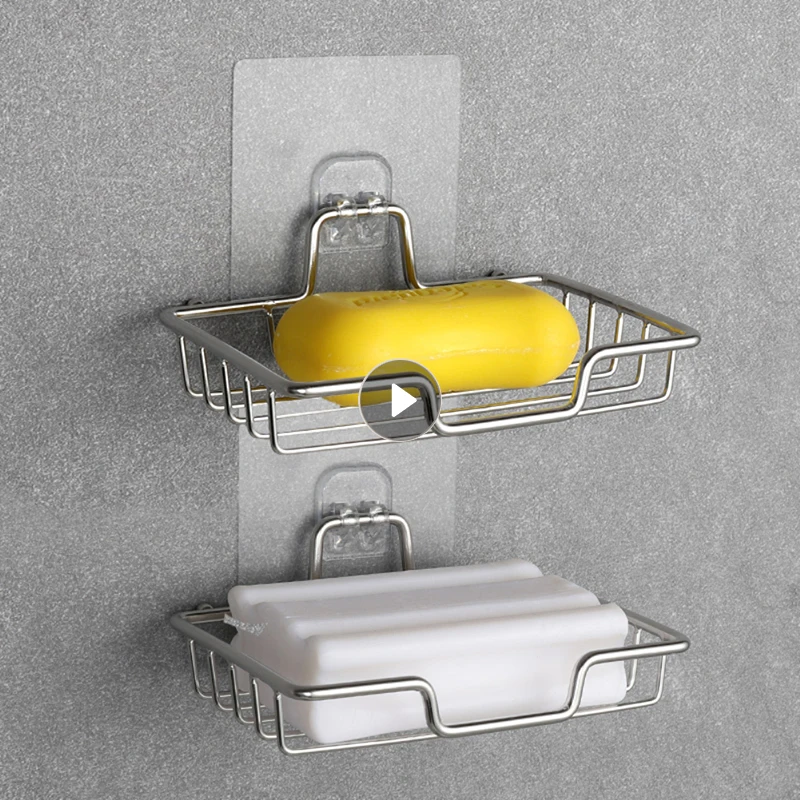 

Strong Wall Mounted Stainless Steel Soap Holder Box Bathroom Double Layer Drain Soap Tray Shower Soap Dish Bathroom Accessories