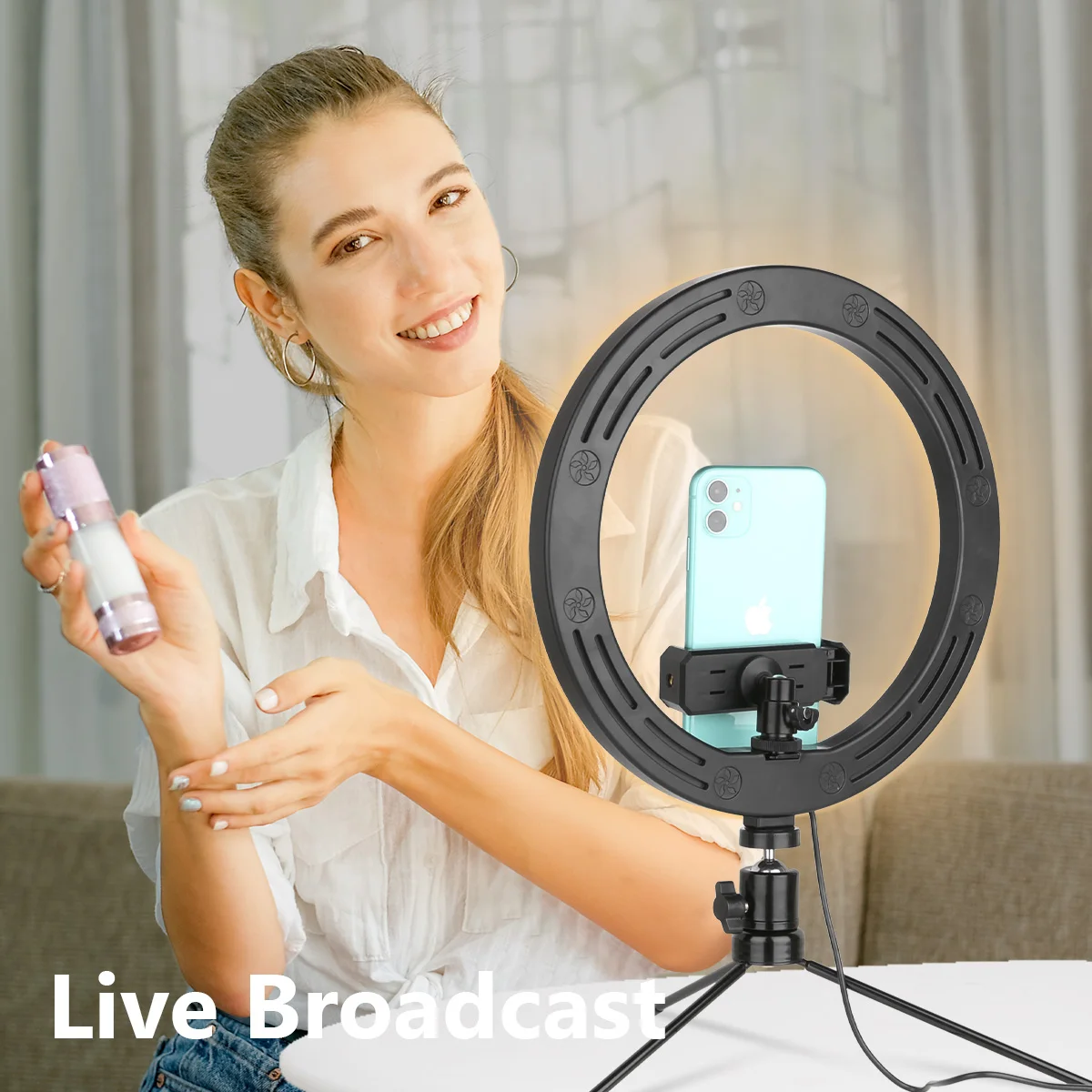 Ohotter 10-inch Ring Light Tripod Mobile Phone Holder with Bluetooth Desktop Model for Photograp YouTube Video TikTok Selife | Электроника