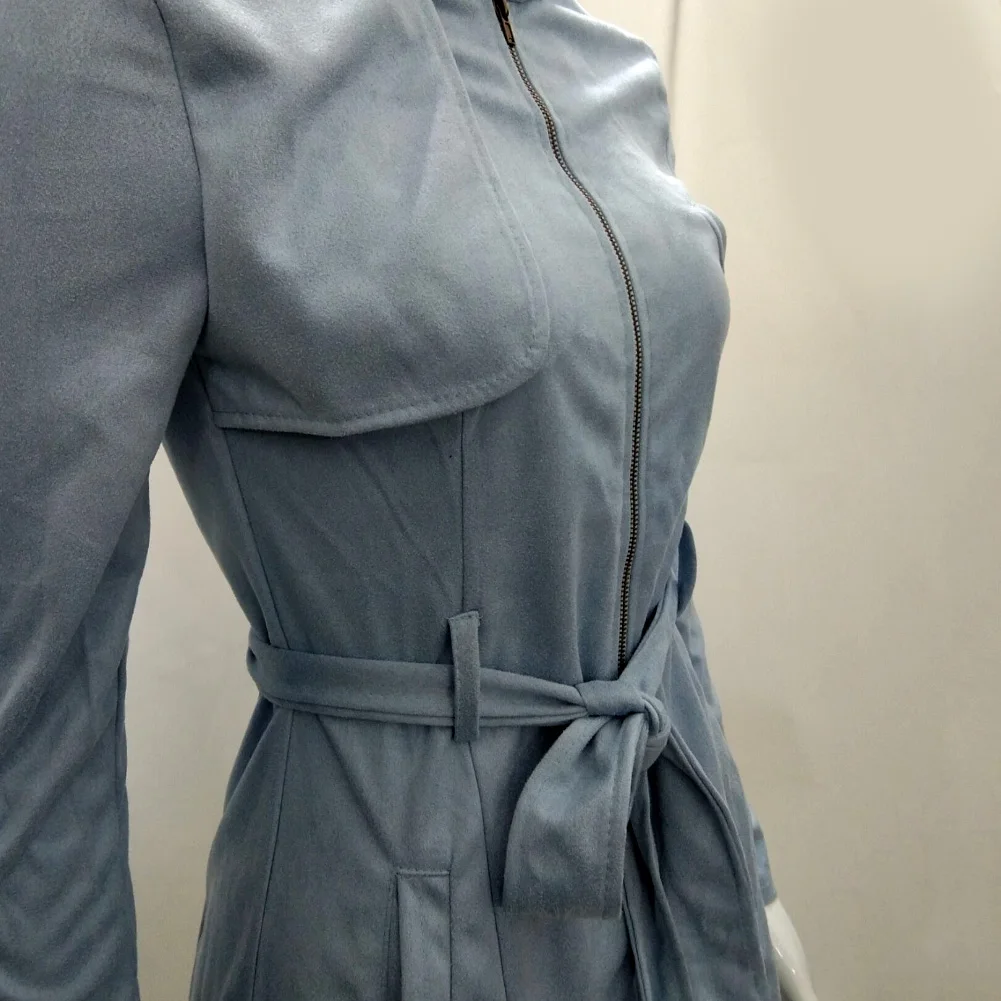 Шикарное женское осеннее платье с длинным рукавом и воротником-стойкой