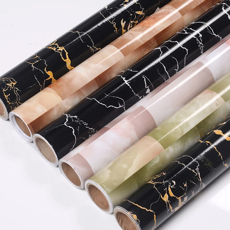

PVC Marble Vinyl Film Wallpaper Self Adhesive Waterproof Wall Stickers For Living Room Furniture Renovation Room Decor Paper