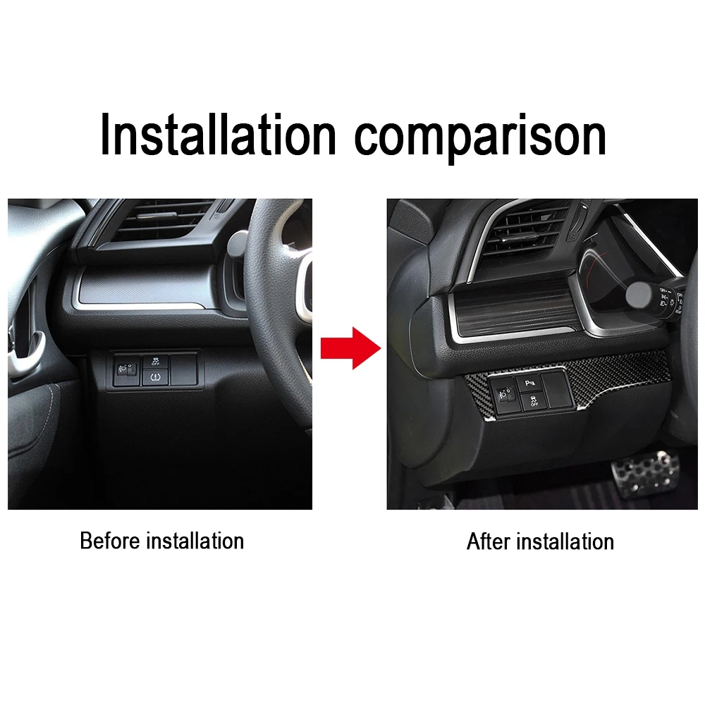 

Carbon Fiber Sticker Headlight Switch Button Frame Car Stickers Decoration Trim for Honda Civic 2016-2019 Accessories